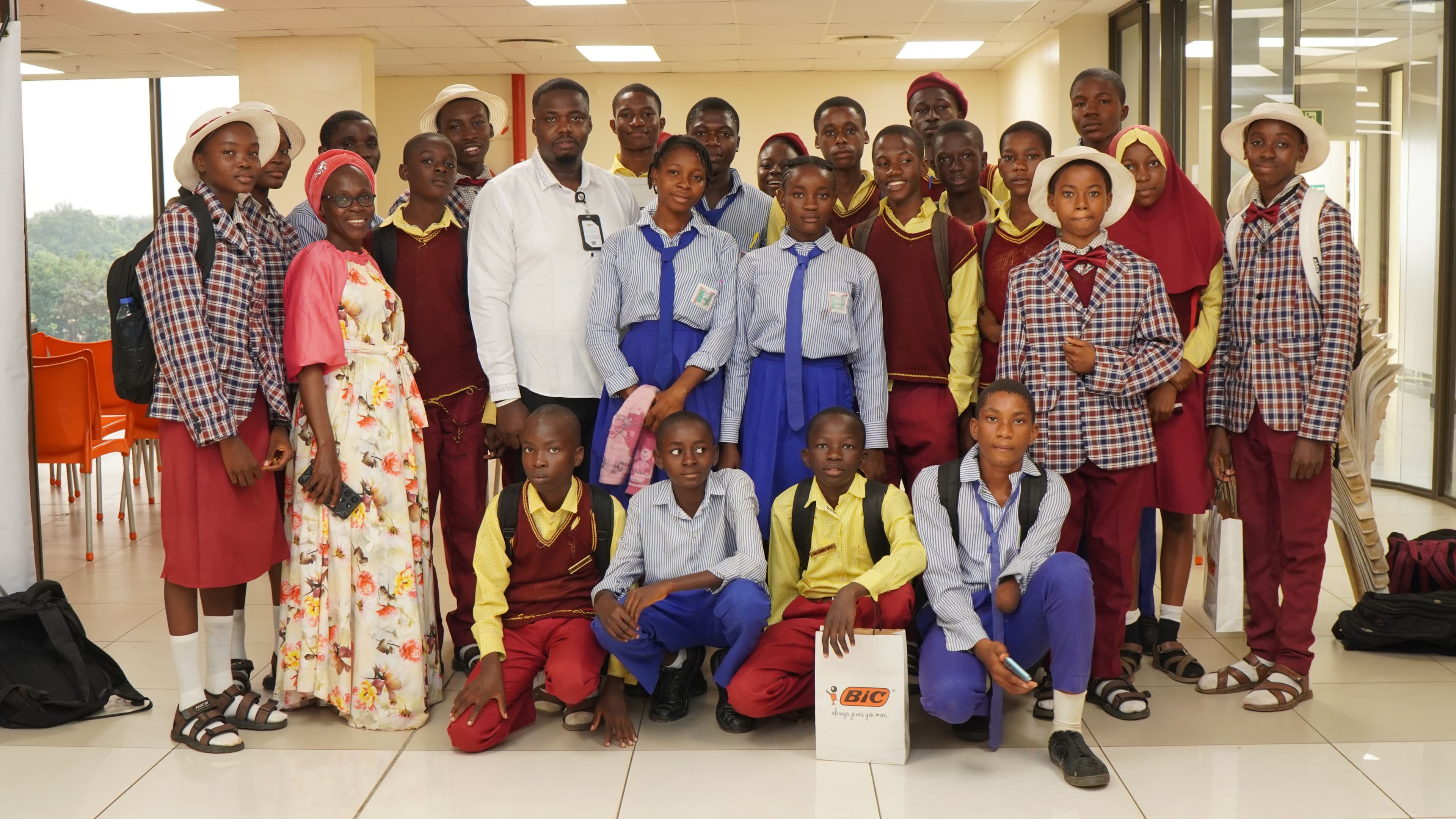 Nigerian secondary school students attending a DAOit education platform presentation in Abuja